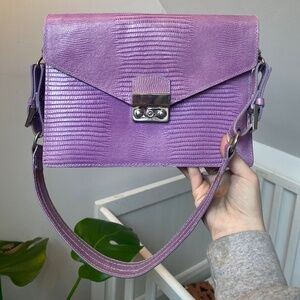 Italian leather purple shoulder bag